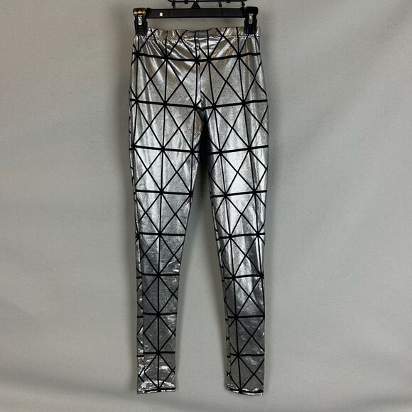 Balera Dance Set Adult Small Silver Geometric Leggings Black Zip Vest Metallic - Picture 4 of 14
